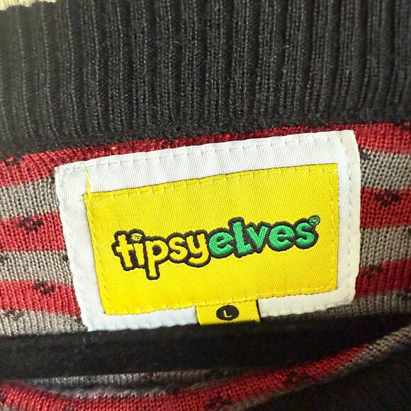 Tipsy Elves Ugly Christmas Sweater Men L Beer Drinking Reindeer Caribrew Holiday - Picture 5 of 8